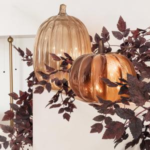 Neutral Fall Garland for Mantle Fireplace - 2 Pack 6Ft Plum Cimicifuga Seeded Leaf Garlands Purple Autumn Decor Table Decorations for Home Indoor Door Halloween Realistic Leaves Garlands Outdoor (5.9Ft)