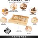 Clikuutory Natural Birch Wood Utensil Drawer Insert Organizer with 10 Compartments, Space-Saving Sturdy Drop-In Cutlery Divider Tray, Kitchen Cabinet Storage for Silverware, Spoons, Forks and Knives