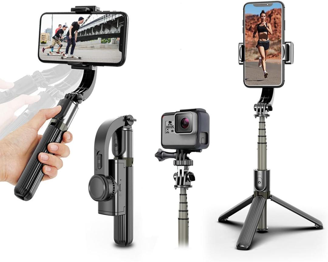 Selfie Stick Gimbal Stabilizer, UPXON 360 Rotation Tripod with Wireless Remote, Portable Phone Holder, Auto Balance 1-Axis Gimbal for Smartphones Tiktok Vlog Youtuber Live Video Record