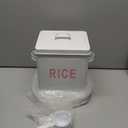 Youeon 10 Lbs Metal Rice Storage Container, Square Rice Canister with Lid and Measuring Scoop, Countertop Sealed Food Storage Container for Cereal, Beans, Pet Food, White