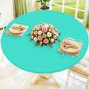 Moosfor Round Spandex Tablecloth, Elastic Fitted Waterproof Tablecloths for 45"-56" Tables, Stretch Washable Picnic Table Cover for Camping, Dining, Indoor and Outdoor,Aqua Blue