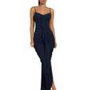 Floerns Women's Ruffle Ruched Cami Dress Draped Split Elegant Bodycon Maxi Dresses Dark Blue X-Large