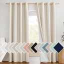 NICETOWN Stone Beige Vintage Linen 100% Blackout Curtains for Living Room, Thermal Insulated Curtains 84" Long, Noise Reducing Window Treatment Drapes for Hall Room, 42" Wide Per Panel, Set of 2