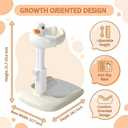 Baby Shower Stand, Anti-Slip Bath Stand for Infants & Toddlers, with Stool, Water Scoop & Shampoo Cap, BPA-Free ABS, White Beige