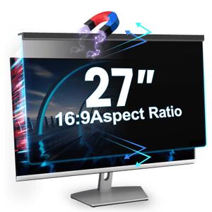 VERPONITY Magnetic Computer Privacy Screen 32 Inch，Aesthetic Hanging Privacy Screen for Computer Monitor with Anti-Blue Light Coating, Removable Magnetic Attachment Computer Monitor Privacy Shield