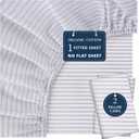 LANE LINEN King Fitted Sheet, 100% Organic Cotton, 3-Piece Set (1 Fitted Sheet,2 Pillowcases), Percale Weave, Ultra Soft, Breathable,Fits Mattress Upto 15" Deep - Ticking Stripe(No Flat Sheet)