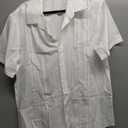 COOFANDY Mens Cuban Guayabera Shirt Short Sleeve Button Down Shirts Summer Beach Vacation Shirts (White, L)