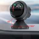 Compass for Car Dashboard Mount Car Compass Adjustable Angle Portable ABS Guide Ball Vehicle Interior Decoration Automotive Travel Accessories Black
