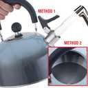 Emeril Lagasse 2.6 Quart/2.5 Liter Whistling Tea Kettle, Stainless Steel Tea Pot for Induction Stove Top, Fast to Boil Water for Home Kitchen Condo, with Ergonomic Cool Folding Grip Handle, Black Comb