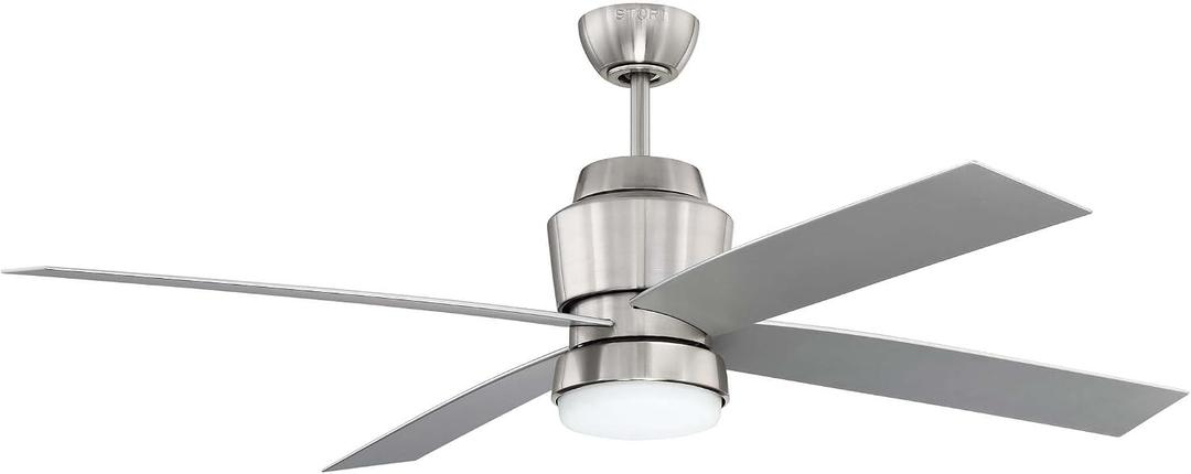 Craftmade Stori Modern - Prologue 52 in. Indoor/Outdoor (Wet) Ceiling Fan in Brushed Polished Nickel Finish with Remote Control and Optional LED Light Kit Included