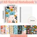 8 Pack Spiral Notebook A5 8.3 x 5.7 Inch College Ruled Spiral Journal Notebook 100 Pages/50 Sheets School Professional Journaling Notebooks for Business Work School Office Supplies(Floral Pattern)