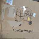4 Seater Wagon Stroller for Kids, Collapsible Wagon Stroller with Removable Canopy, Foldable Stroller Wagon with Seat and Storage Pocket for Baby Toddlers Black