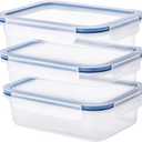 Ikea TSSP Food container with lid, rectangular plastic 1.0 l (Pack of 3) Transparent
