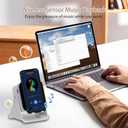 Wireless Induction Speaker 5-in-1 Bluetooth Speaker with Phone Holder, Surround Sound, 3500mAh, 8 RGB Ambient Lights, 360 Adjustable Stand, Holder for iPhone/Android/iPad Gifts for Men Women (White)