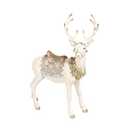 Reindeer-Figurine Christmas-Decorations Standing Deer Statue - Cream and Gold Collectible Table Desk Decor 12L x 5.5W x 15.7H inch Neman House Studio