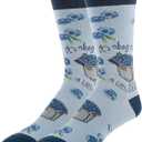 2 x ooohyeah Men's Funny Novelty Food Fruit Theme Crew Socks, Fun Crazy Silly Cotton Dress Socks, Shoe Size 8-13 (A Little Blue)