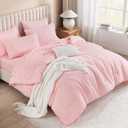 Litanika Twin/Twin XL Size Comforter Sets Pink - 5 Pieces Bed in a Bag Twin/Twin XL Bedding Comforter Sets, Solid Lightweight Bed Set with Comforter, Sheets, Pillowcase & Sham