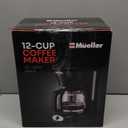 Mueller 12-Cup Drip Coffee Maker - Borosilicate Carafe, Auto-Off, Reusable Filter, Anti-Drip, Keep-Warm Function, Clear Water Level Window Coffee Machine, Kitchen Essentials & Accessories (Black)
