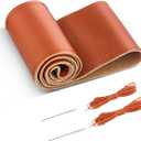 BELINOUS Universal Leather Car Steering Wheel Cover, Stitch On Wrap (Size M4, Brown)