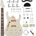 DIY Electric Guitar Kit Beginner Kit 6 String Right Handed with Flamed Maple Veneer Top Basswood Body Hard Maple Neck Rosewood Fingerboard Chrome Hardware Build Your Own Guitar.