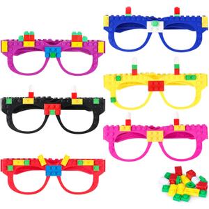 6 Pcs DIY Building Bricks Glasses Building Blocks Games for Kids Birthday Party Favors Supplies, Boys Girls Carnival Party Games Decor