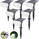 Linkind Solar Lights Outdoor Waterproof IP67, StarRay Dusk-to-Dawn Outdoor Solar Lights, 3 Lighting Modes Solar Spot Lights Outdoor for Garden, Yard, Landscape (Daylight, 6 Pack)