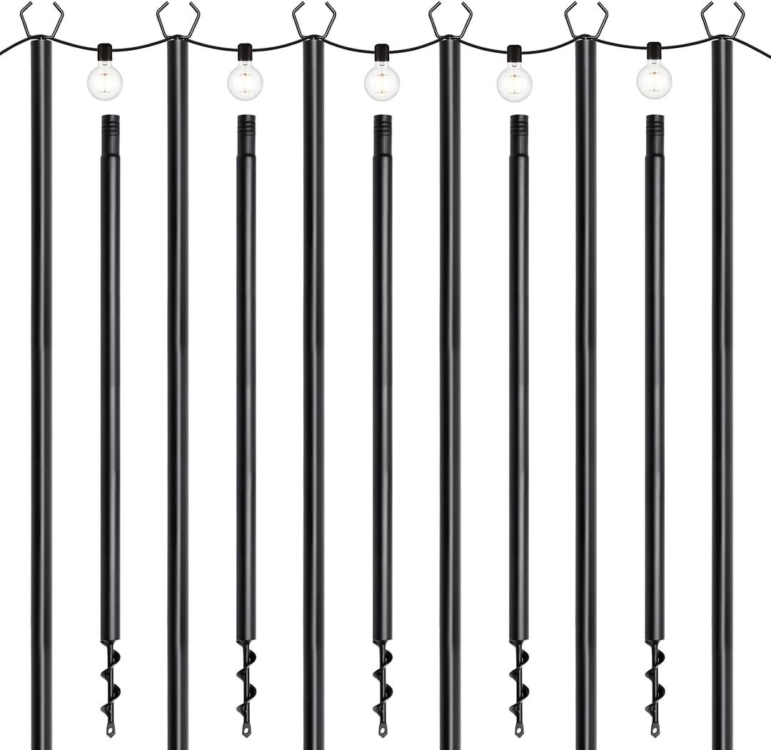 6 Pack String Light Poles for Outdoor, 10 ft Outside String Light Pole Hanging Party Wedding Decorations for Lawn, Backyard, Garden