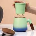 Ceramic Tea Mug with Infuser & Lid, 14oz Kiln-Transformed Unique Cup  Nature's Artisan Design, Loose Leaf Tea Cup with Infuser, Insulated Ceramic Coffee Mugs with Lid, Gift for Women/Men (13.5 Ounces)