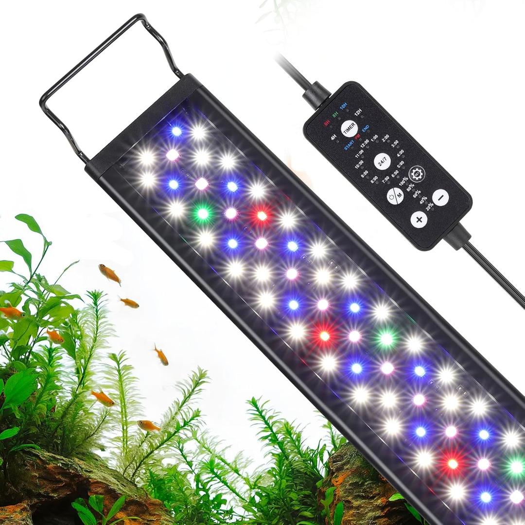 hygger 24W LED Aquarium Light, 24-30 Inch Fish Tank Light with Timer Auto On/Off, Sunrise Sunset Mode, Adjustable Brightness and Colors, Full Spectrum Light with Extendable Brackets for Freshwater