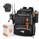 KastKing Bait Boss Fishing Tackle Backpack with Rod Holders-4 Tackle Boxes-Rain Cover,45/43L Large Storage for Fishing Gear