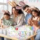 Happy Easter Plates and Napkins 168pcs Easter Party Supplies Tableware Set Easter Bunny Paper Plates and Napkins Cups for Spring Themed Easter Birthday Party,Serves 24