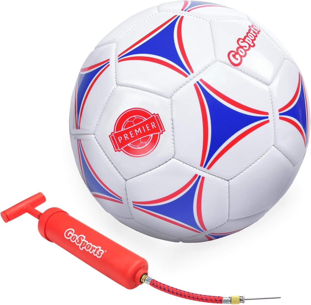 GoSports Premier Soccer Balls - Single or 6 Pack - Sizes 3, 4, 5, with Ball Pump (One Size, Single Ball - Size 4)