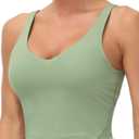 THE GYM PEOPLE Womens' Sports Bra Longline Wirefree Padded with Medium Support (Light Green)