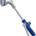 Watering Wand, 16" Aluminum Garden Hose Nozzle with 180 Rotating Ratchet Head, 9 Spray Patterns & Adjustable Flow Control - Perfect for Water Hanging Baskets and Shrubs