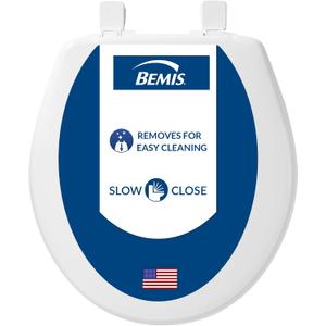 Bemis 730SLEC Slow Close Toilet Seat, Easy Clean Hinges and Durable Plastic Seat, Made in USA, Round, White