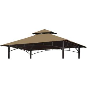 Grill Gazebo Replacement Canopy Top - Wonwon 5x8 Gazebo Roof Double Tiered Outdoor BBQ Roof Cover Grill Shelter Only Fit for Model L-GG001PST-F (Khaki)