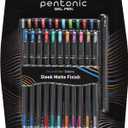 Pentonic Gel Pens, 24 Count, Mixed Pack (12 Assorted Color Pens, 12 Glitter Pens), Medium & Fine Point, Smooth Writing For Journaling (1002355)