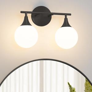 Daunton Modern Matte Black Bathroom Vanity Light - Energy Efficient G9 Base Bathroom Lighting Fixtures Over Mirror, Anti-Glare 14.2 Inch Soft Illumination for Makeup & Shaving, Stylish and Affordable