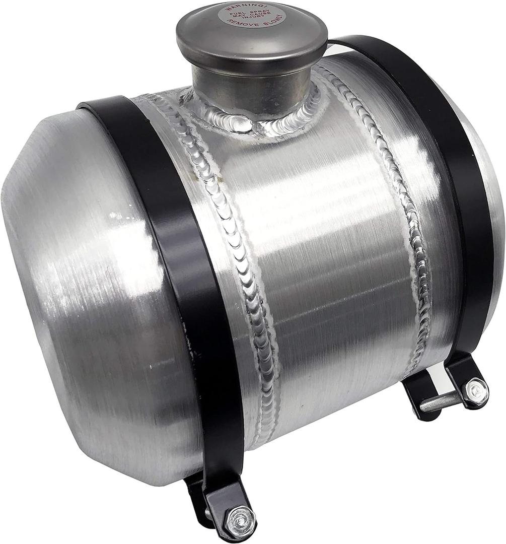 JSD 2 Gallon 8 x10" Spun Aluminum Gas Tank 1/4 NPT Outlet Center Fill Fuel Tank