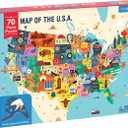 Mudpuppy Map Of The USA  70 Piece Geography Puzzle with State-Shaped Pieces and Iconic Landscapes Cultural Items And More