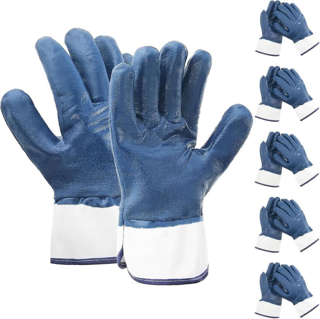 Teenyyou Oil Resistant Gloves for Men, Nitrile Heavyweight Fully Coated Work Gloves, Oil Hauler Chemical Resistant, One Size