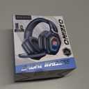 Ozeino Wireless Gaming Headset with Flip Microphone, RGB Lighting Gaming Headphones for PS5, PS4, PC - 2.4GHz USB & Type C Transmitter