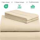 LuxClub 4 PC King Size Sheet Set Deep Pockets 18" Wrinkle Free Cooling Bed Sheets Machine Washable Hotel Bedding Silky Soft - Cream King