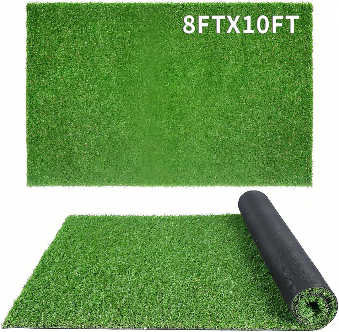 XLX TURF Realistic Artificial Turf Grass 8 FT X 10 FT - Large Fake Grass Carpet Indoor Outdoor Rug for Patio Balcony Dogs Pets Kennel Flooring Kids Playground - Low Pile