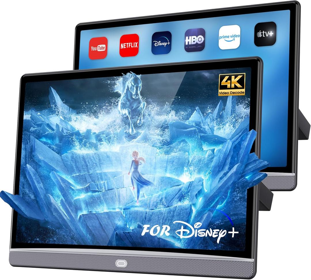 13.3" Car TV Headrest Monitor for Back Seat, 4K Android Tablet Portable Rear Entertainment System, Support Phone Wireless Mirror Link Touch Screen, with WiFi/HDMI/USB/Video Player, 4G+64G