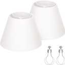 Small Lamp Shades Set of 2, 5.5" Top x 10" Bottom x 6.6" High, Small White Lamp Shades for Table Lamps, Fabric Lampshade Replacement for Bedside Lamp, Wall Sconces, Spider, Clip on Adapters Included