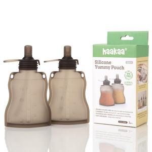 Haakaa Silicone Yummy Pouch (4.5 oz) Reusable Snack Pouch for Babies/Toddlers/Kids Leak-Proof, Food-Grade Silicone: Freezer & Dishwasher Safe (2-PK) (1 Count (Pack of 2))