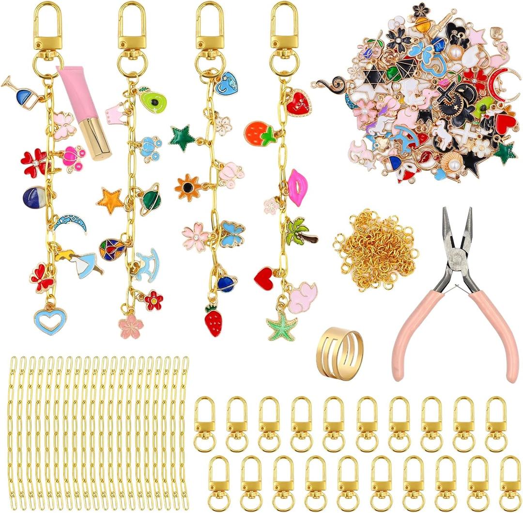 Gaiett 319 Pcs Christmas Keychain Making Kit with Charms, Christmas Bag Charm Making Kit Including 112 Charms 20 Keychain Clips Hooks 25 Extender Chains 160 Jump Ring and Jewelry Plier for DIY Crafts