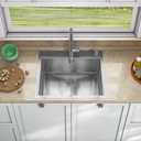 Sinber HT2522S-9-S 25" x 22" x 9" Drop In Single Bowl Kitchen Sink with 18 Gauge 304 Stainless Steel Satin Finish (Sink Only)