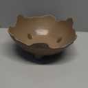 Fruit Bowl for Kitchen Counter, Porcelain Decorative Bowl for Home Dcor Modern Pedestal Bowl with 3-Legs Large Centerpiece Bowl for Breads, Nuts, Brown (9 inch)